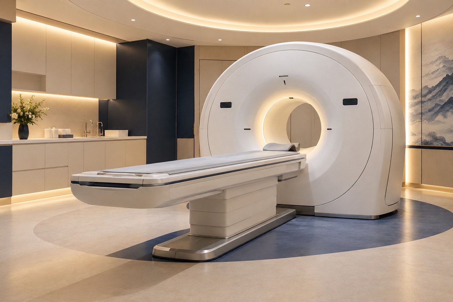 AI-generated high-end CT examination room illustration