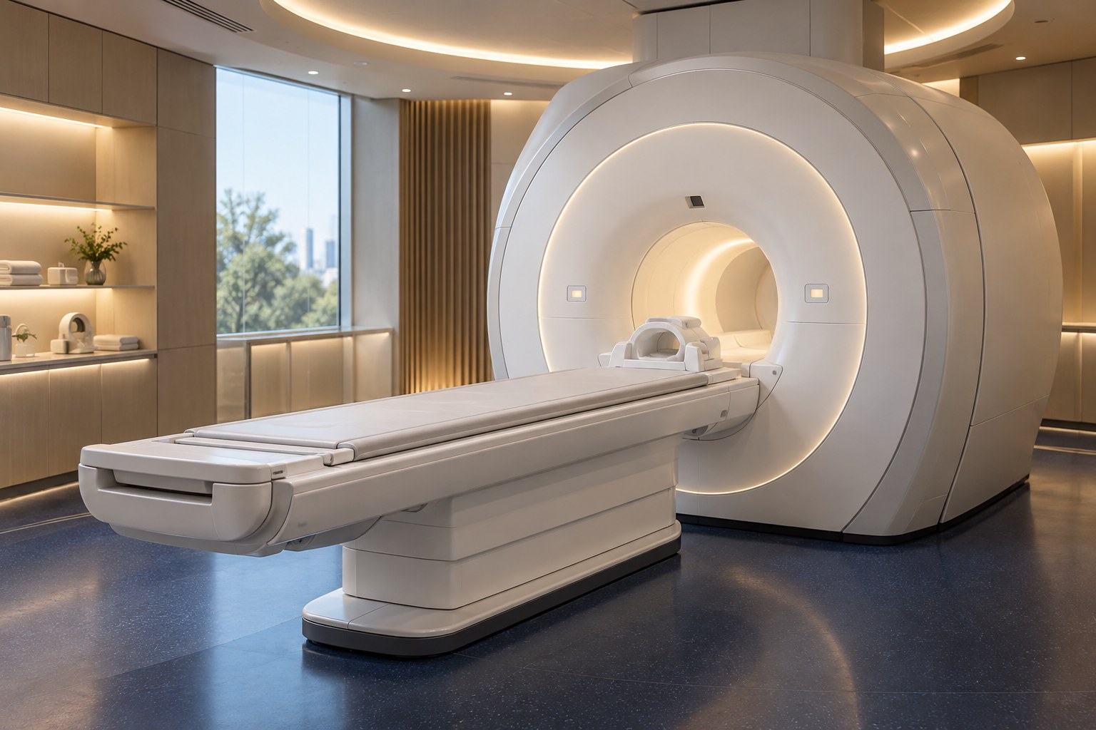 Illustrative MRI imaging suite; not a photograph of Shanghai Jiahui International Hospital