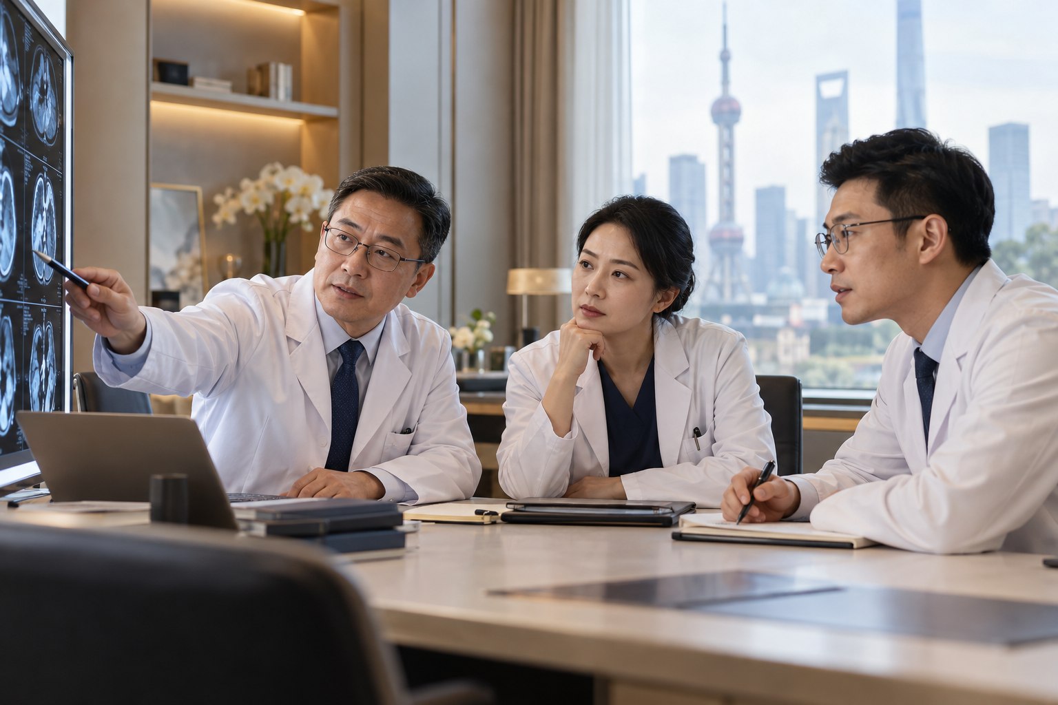 Illustrative specialty scene for Fudan University Shanghai Cancer Center